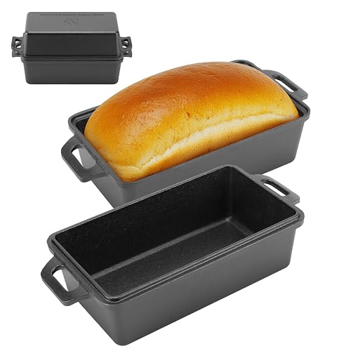 Northriver Casting 9×5 Inch Cast Iron Loaf Pan with Lid