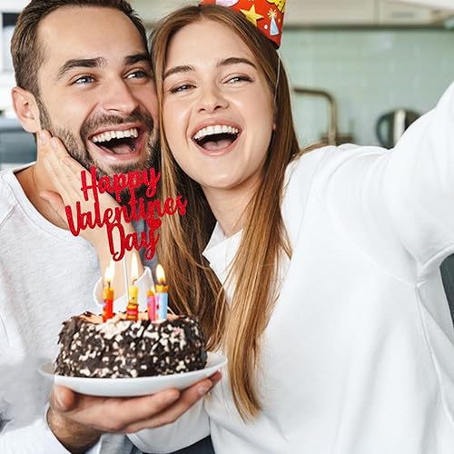 Miniatura 6 de Kevinart Decoración para tarta de San Valentín, 10 unidades, con purpurina, rojo, feliz día de San Valentín, romántico, corazones rojos, decoración