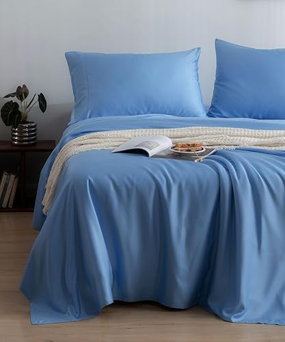 Juego de sábanas de bambú 100 % orgánico, tamaño matrimonial, sábanas de bambú suaves de lujo tamaño matrimonial, sábanas refrescantes para personas
