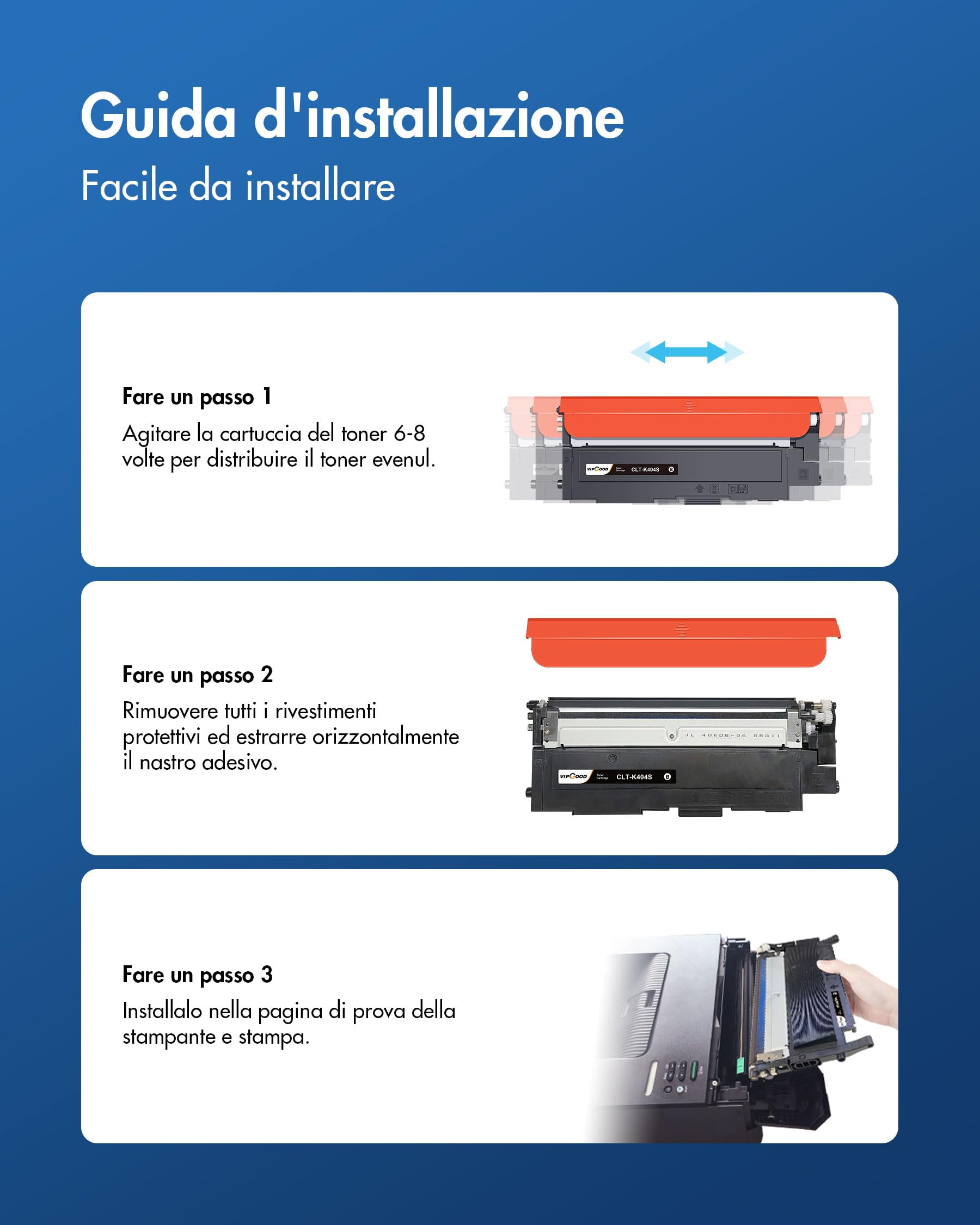 VIPGOOD CLT P404C 404S Toner Compatibile per Samsung CLT-404S (4-Pack) | Compatibili per Samsung Xpress C480FW C480 C430W C480W C430 CLT P404C 404S CLT-404S CLT-P404C (Nero Ciano Giallo Magenta)