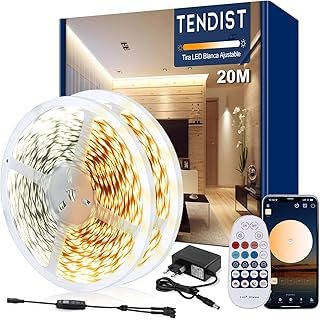 TENDIST 19M White Led Strip, 3000K-6500K Warm White to Cool White, Smart App Led Strip, 24V For Indoor Decoration