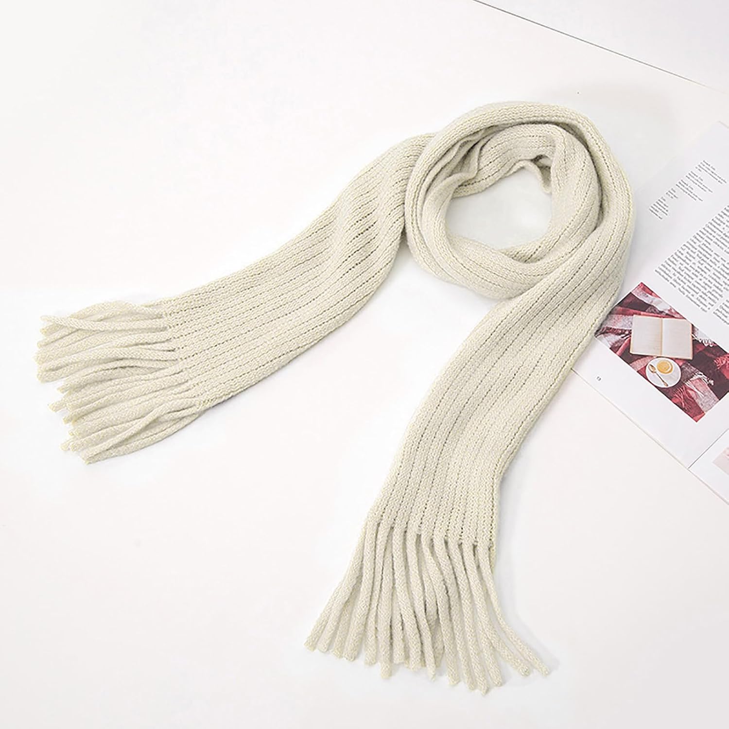 Kids Knit Scarf Winter Fashion Solid Color Toddler Baby Scarves Neck Warmer Tassel Scarf for Boys Girls - Image 5