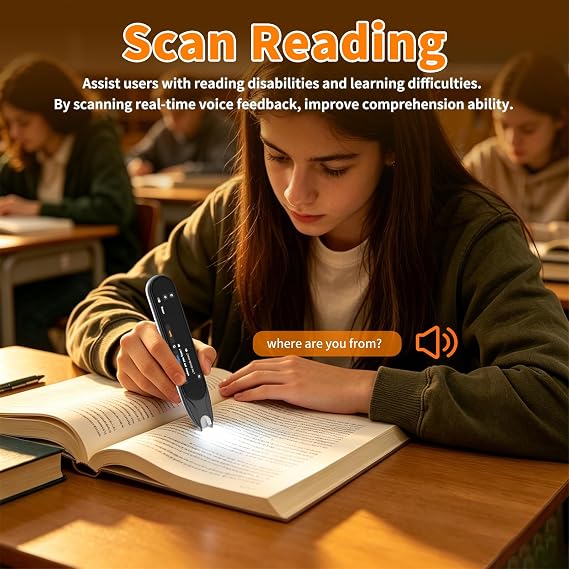Translation Pen&Scan Reading Pen for Language Learners,Dyslexia&Learning Difficulties,Text to Speech Reader Pen, Translator Pen for 142 Language(Grey