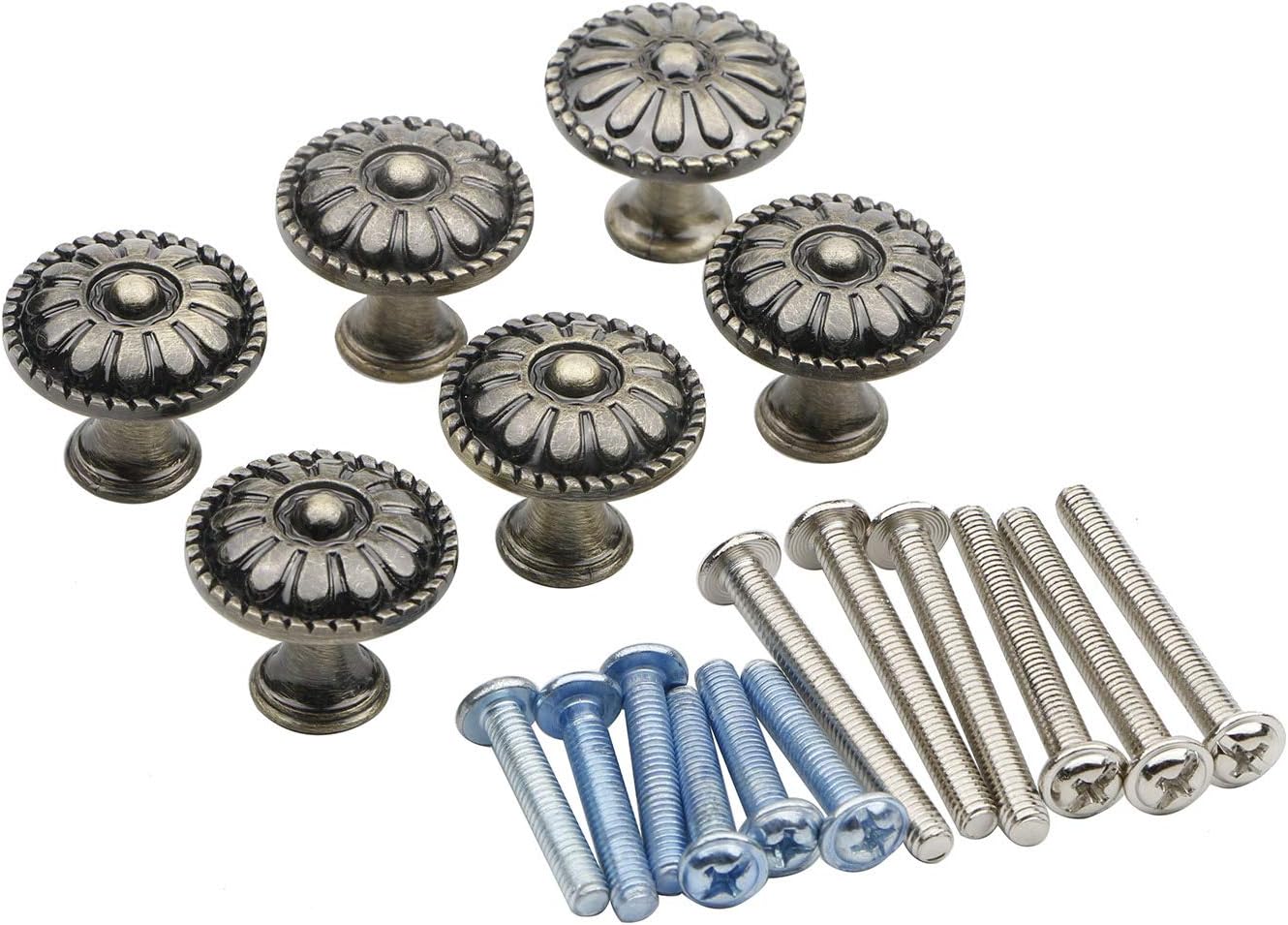 6 Pack Antique Round Cabinet Drawer Knobs Kitchen Drawer Pull Cupboard Bathroom Handle Door Furniture Hardware Single Hole