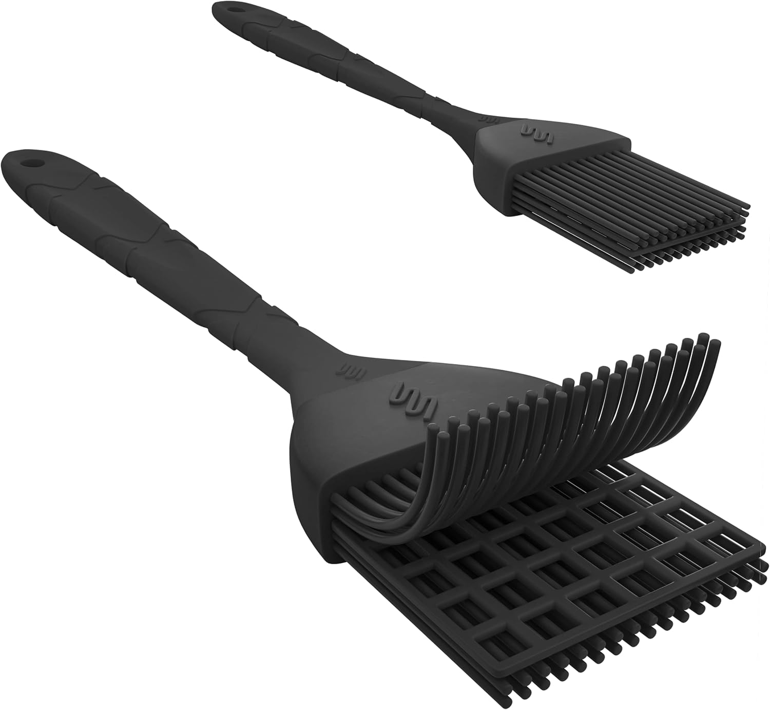M KITCHEN WORLD Pastry Brush for Cooking - Set of 2 Large & Small Silicone Basting Brushes - Color Black : Home & Kitchen