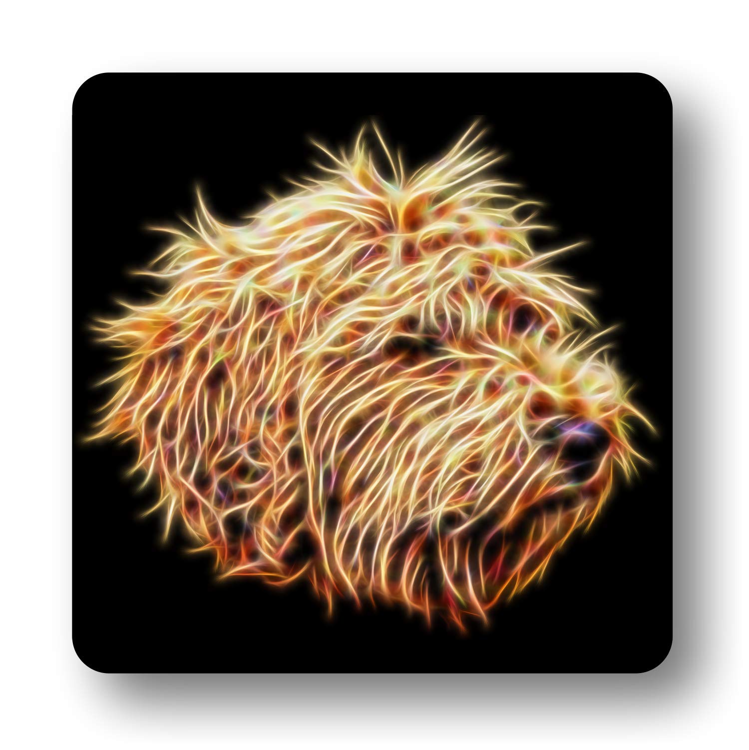 Fractal Artworks Goldendoodle Coaster with Stunning Fractal Art Design #1-1