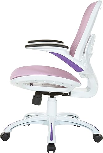 Miniatura 10 de OSP Home Furnishings Riley - Silla de escritorio de oficina ventilada para gerente con asiento y respaldo de malla transpirable, base blanca con