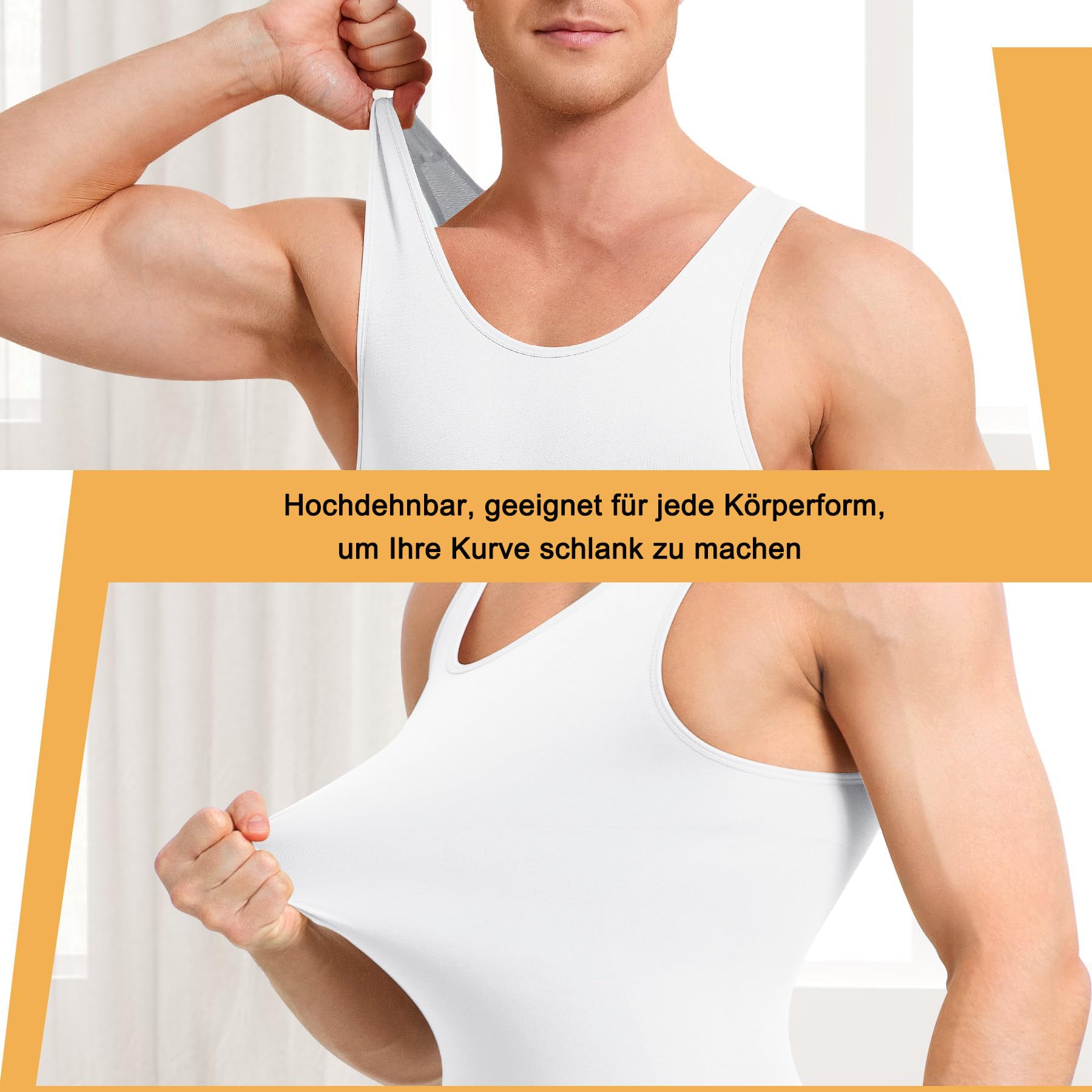 Gotoly Debardeur de Compression Gainant Homme Sculptant Full Body Shaper sans Couture Gaine Ventre Plat Maillots de Corps Amincissante