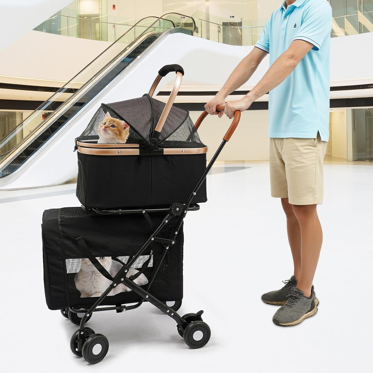 Perfect for Pairs: The Ultimate Double Pet Stroller for Easy Travel with Your Dogs and Cats!