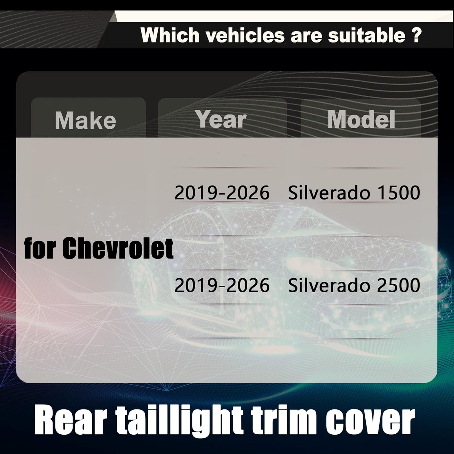 STSEV01 Taillight Cover Trim Fit for Chevy Silverado 2019-2026 Accessories 1500/2500/ Custom/LT/LTZ/RST/WT/ ZR2,Tail Light Smoked Black Style Rear Lamp Protective Guards Exterior Decoration