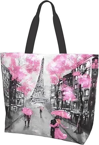 Miniatura 2 de Bolsa de comestibles de la Torre Eiffel, bolsa de regalo de calle francesa, bolso de hombro reutilizable