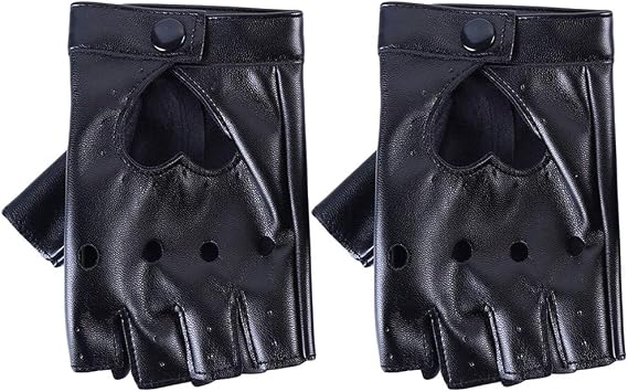 Sevenfly Women Heart Cutout Punk Half Finger Pu Leather Performance Gloves