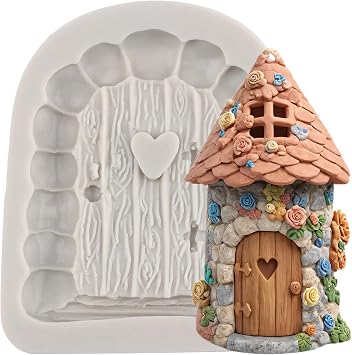 Enchanted Vintage Fairy Garden Fairy Gnome Home Door Silicone Chocolate Fondant Molds For Cake Decoration Sugar Craft Cupcake Topper Gum Paste Candy Polymer Clay