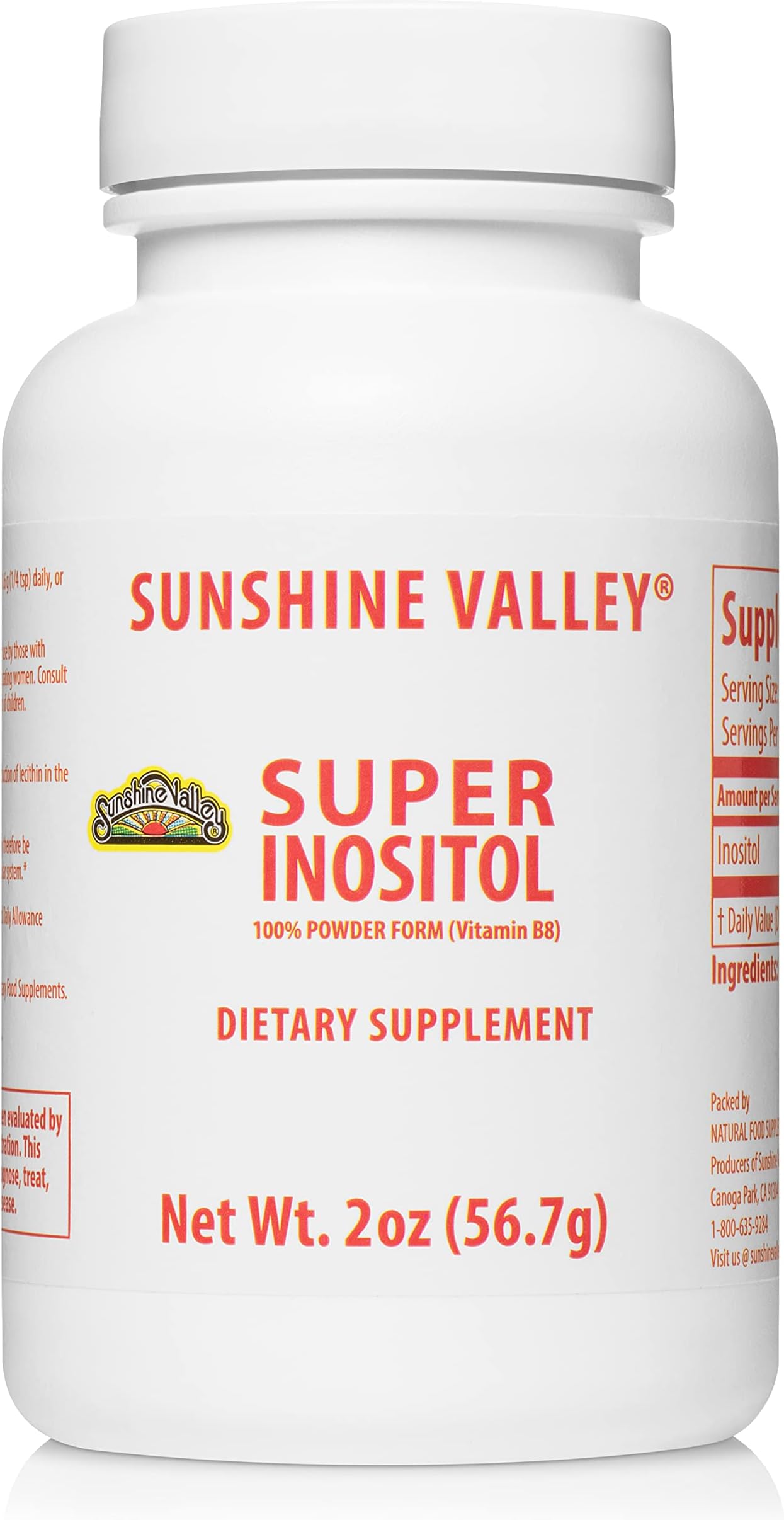 Sunshine Valley Super Inositol Vitamin B8 Powder-PCOS Supplement for Women-Inositol Powder for Insulin Resistance-100% Vegan, Non GMO, Gluten-Free Powdered Dietary Supplement