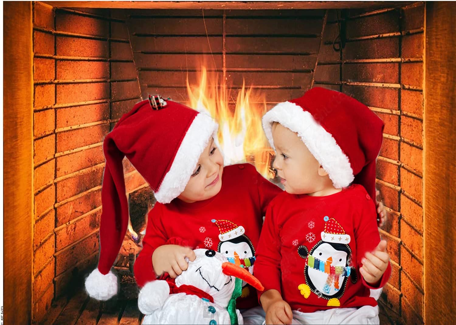 Buy Dudaacvt 7x5ft Christmas Fireplace Theme Backdrop Burning Firewoods ...