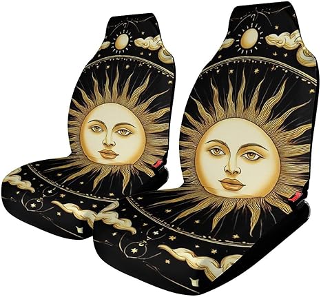 Sun Crescent Moon Stars Astrology Tarot Cards Bucket Seat Cover Novelty Universal Car Seat Covers Fit Most Bucket Seats, Suvs, Edans, Vehicles