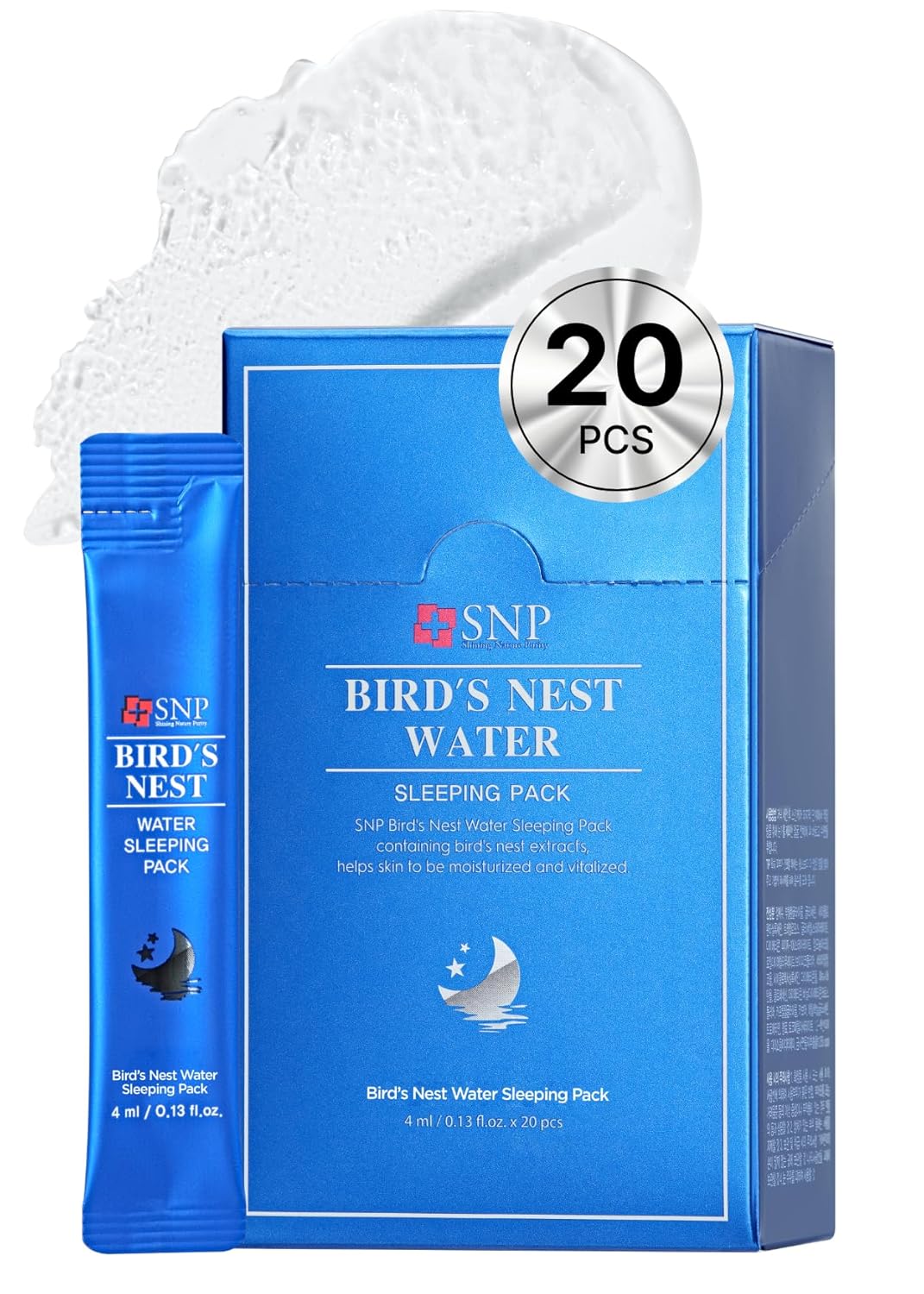 SNP Overnight Bird's Nest Night Cream | Travel Size Individual Packaging | Hydrating and Protecting for All Dry Skin Types | Korean Face Skincare | Overnight Facial Skin Care | 20 Pack