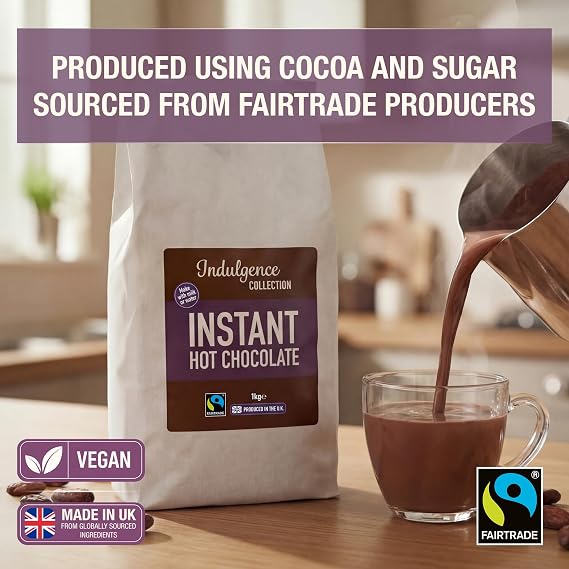 Indulgence Collection - Instant Hot Chocolate 1kg - Premium, Sustainable Cocoa Powder - Quick and Convenient Fairtrade Choco Drink - Rich and Velvety Drinking Chocolates, Perfect for Any Occasion