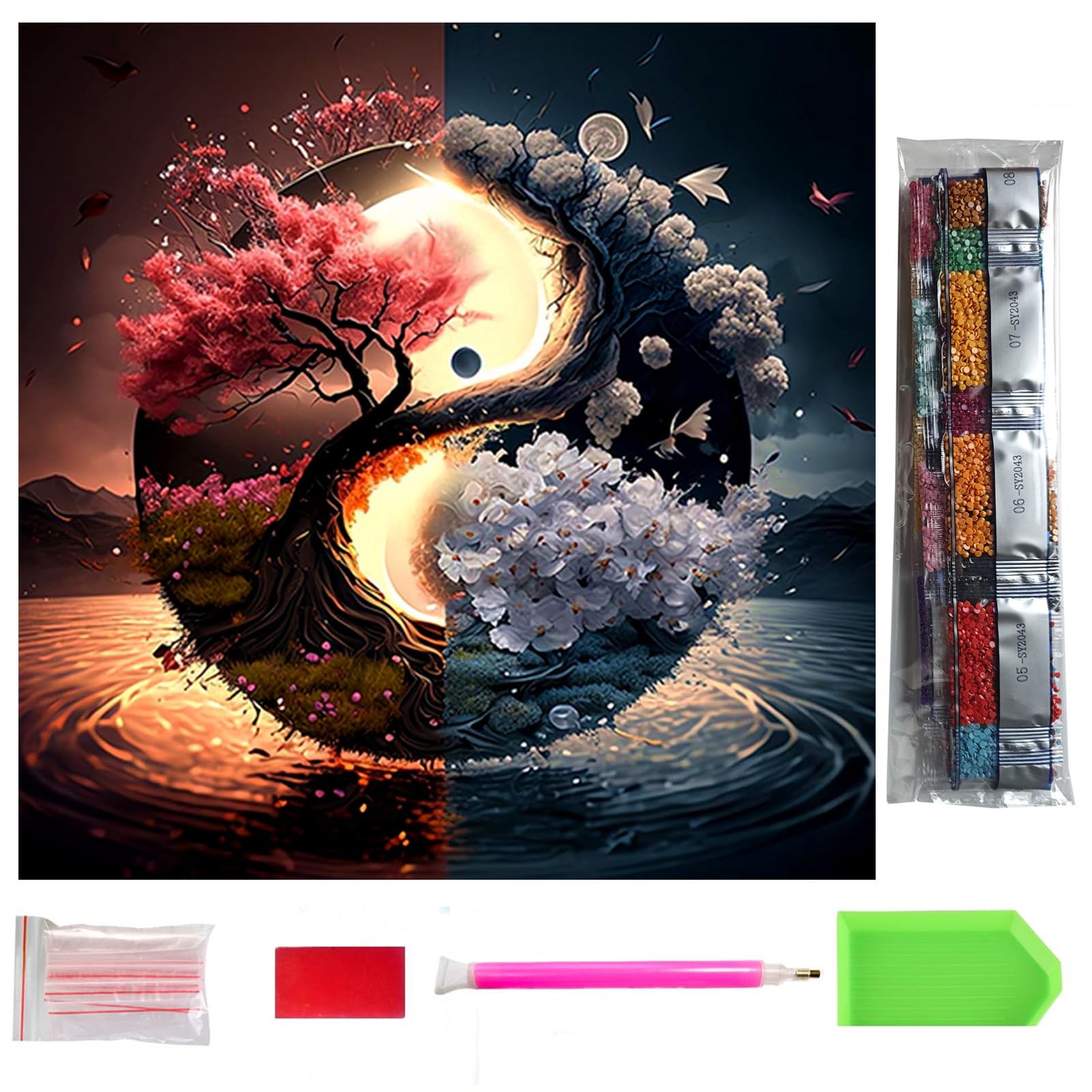 NASHRIO Full Drill 5D Diamond Painting Kits,Diamond Art Kits, Painting by Numbers for Beginners,30 x 30cm Arts & Craft for Home Wall Decor, Gifts for Kids Adults (Taiji)
