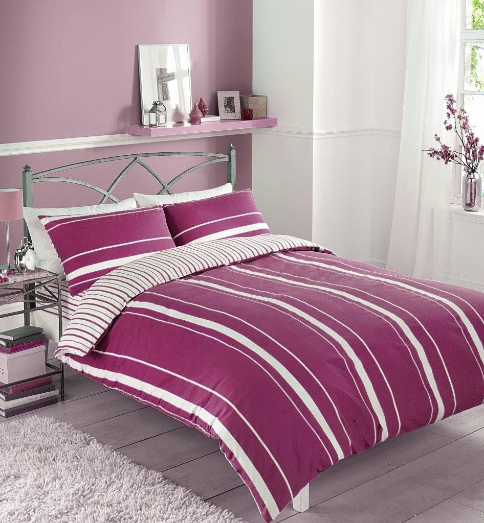 White Berry Duvet Cover Quilt Set Stripe Double