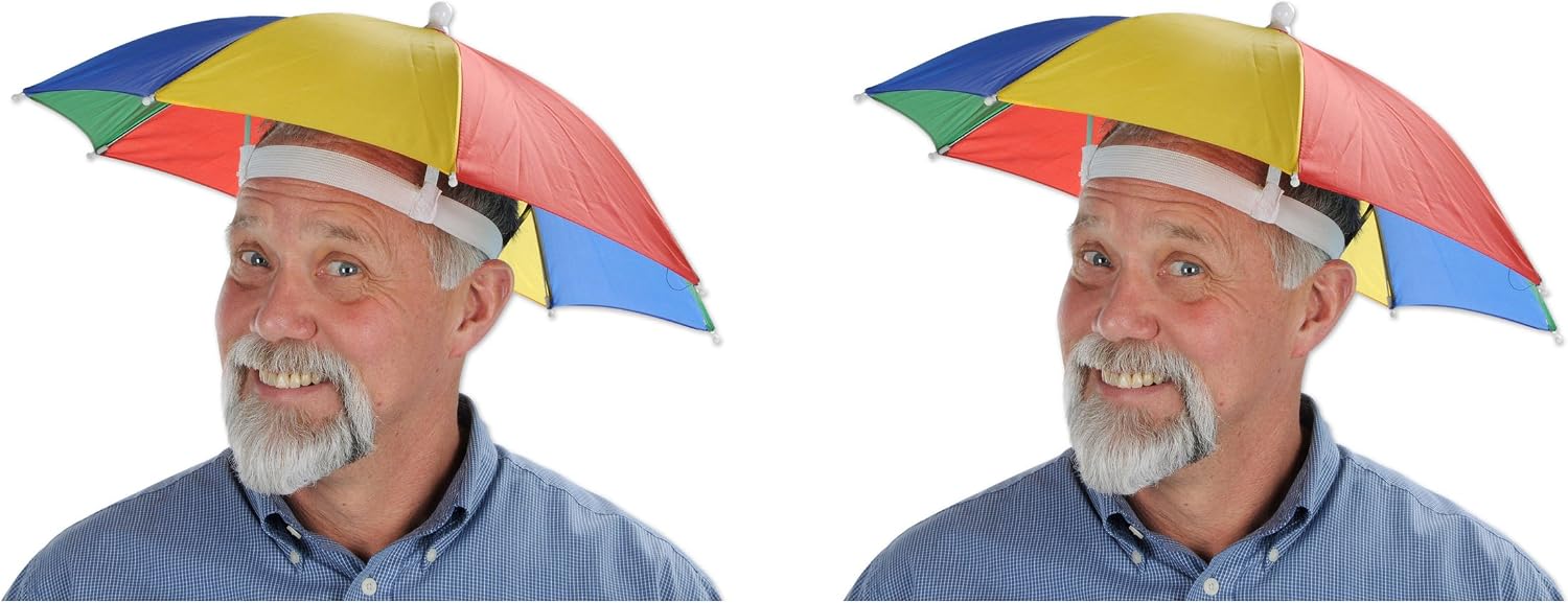 Beistle Multicolor Novelty Rainbow Umbrella Hats, 2 Pieces