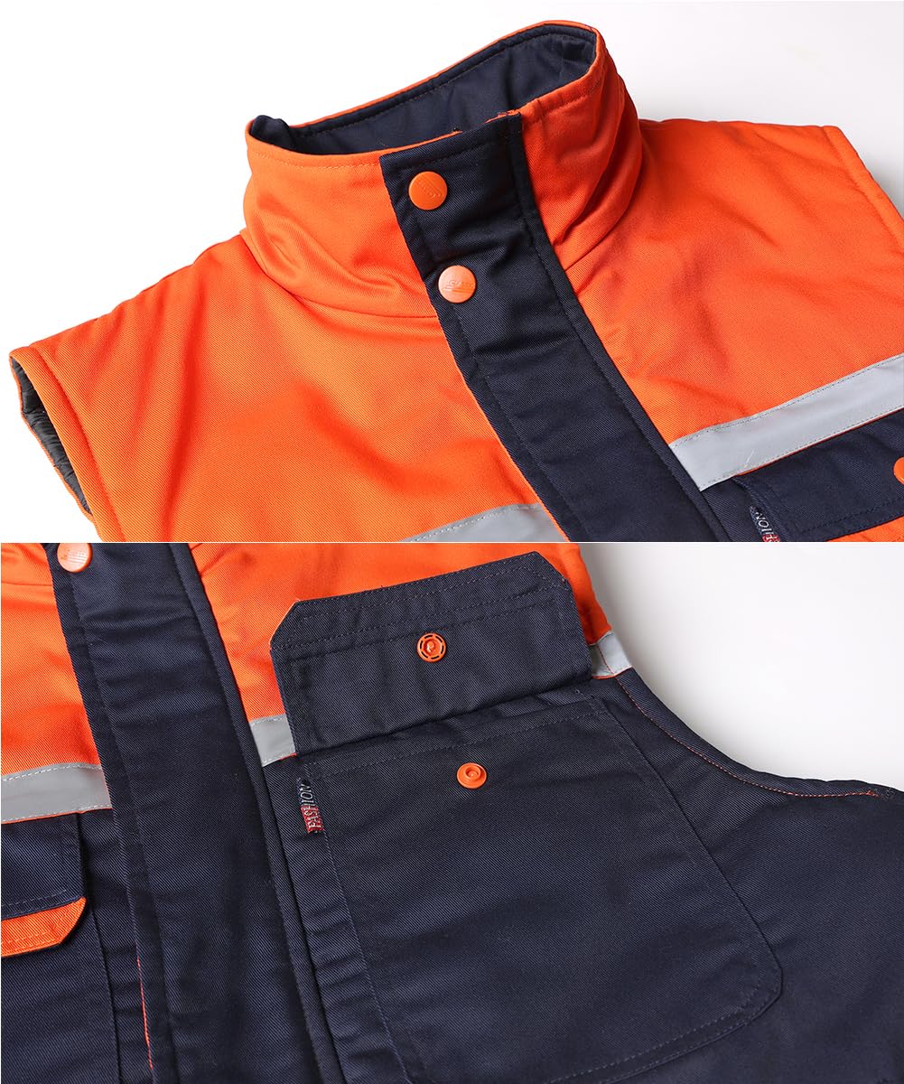 Uomo Gilet Imbottito da Lavoro Alta Visibilità Giubbotto Smanicato da Lavoro Inverno Gilet Senza Maniche