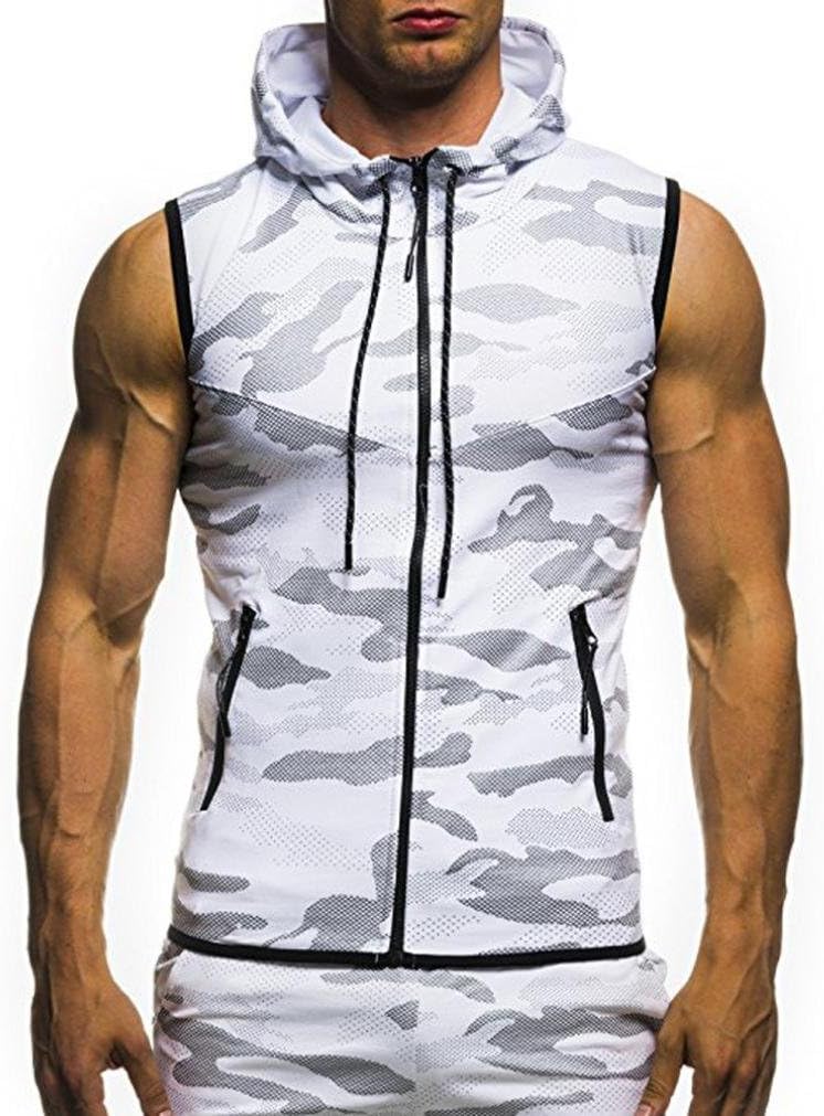 Men's Workout Hooded Tank Tops Bodybuilding Muscle T Shirt Summer Sleeveless Gym Hoodies