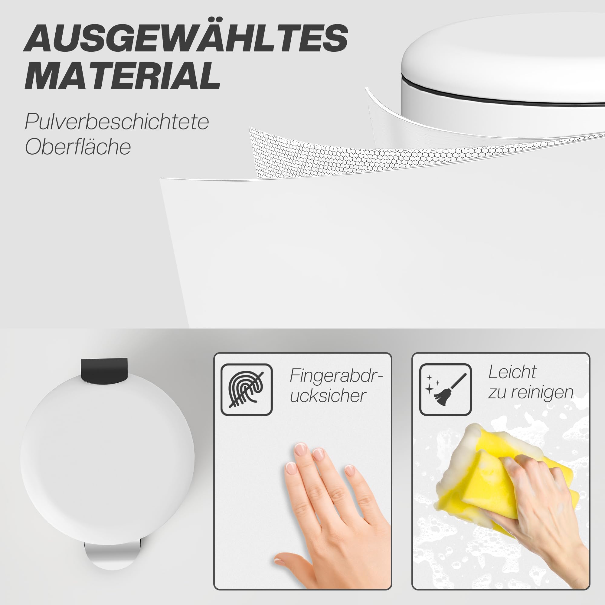 HOMCOM Mülleimer 30L Treteimer Abfalleimer Cremeweiß 36 x 30 x 63,5 cm