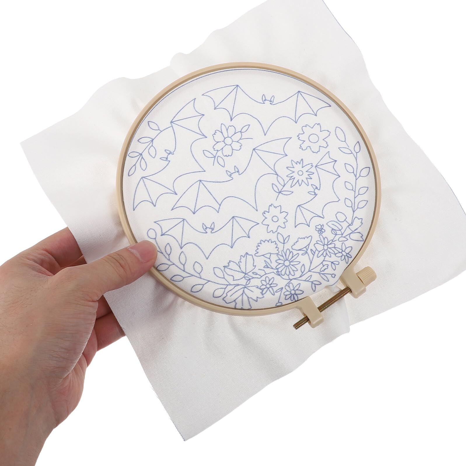 BCOATH Kit de Bordado de Halloween para Principiantes con 4 Patrones Temáticos Hilo Incluido Tela Estampada y Aguja Mágica Adecuado para Manualidades Creativas y Decoración Otoñal