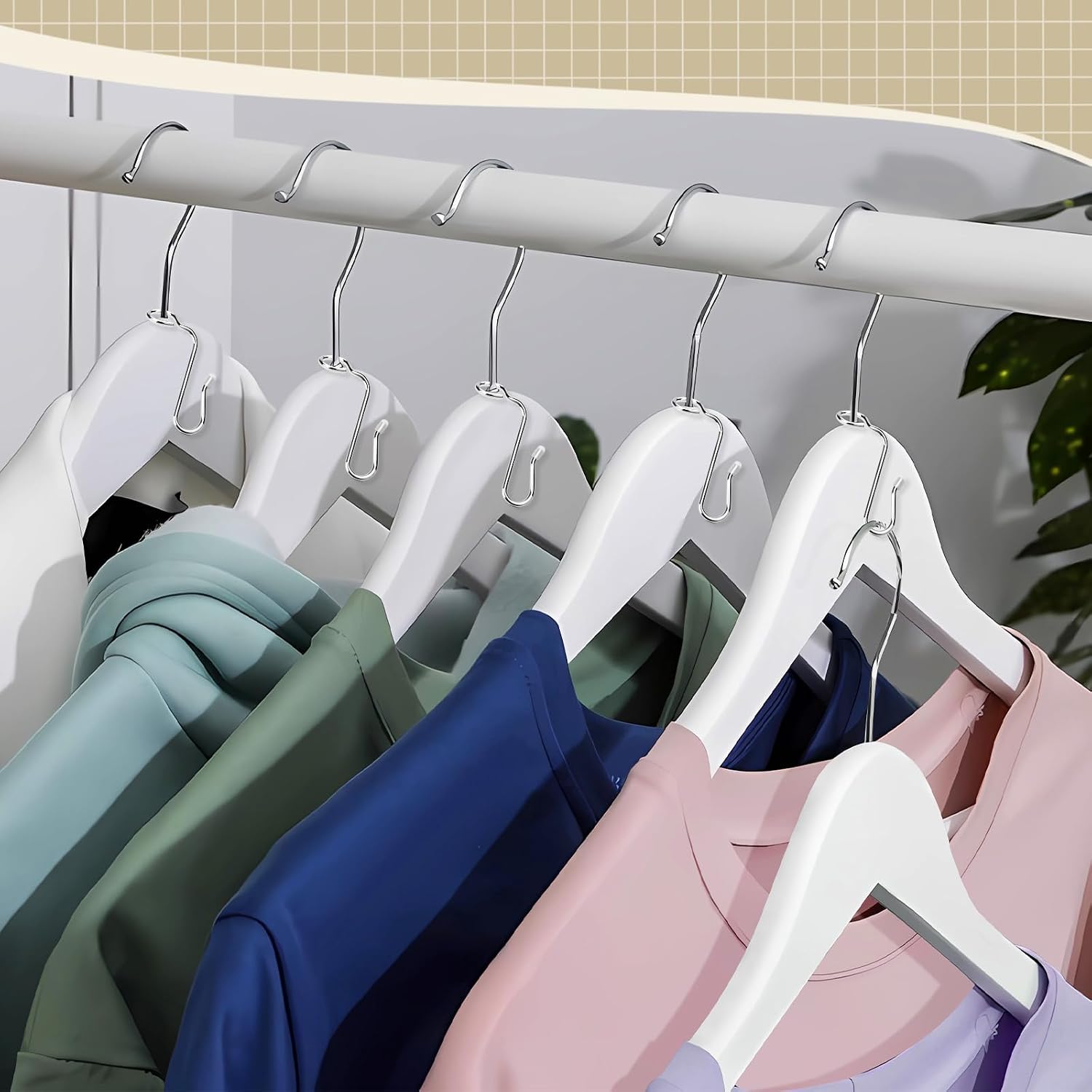 Sankoly 50 Pieces Hanger Connector Hooks Metal Hanger Extender Hooks Stable Clothes Connector for Different Clothes Hangers, 8.7 mm/0.34 Inch Hole Diameter, Silver
