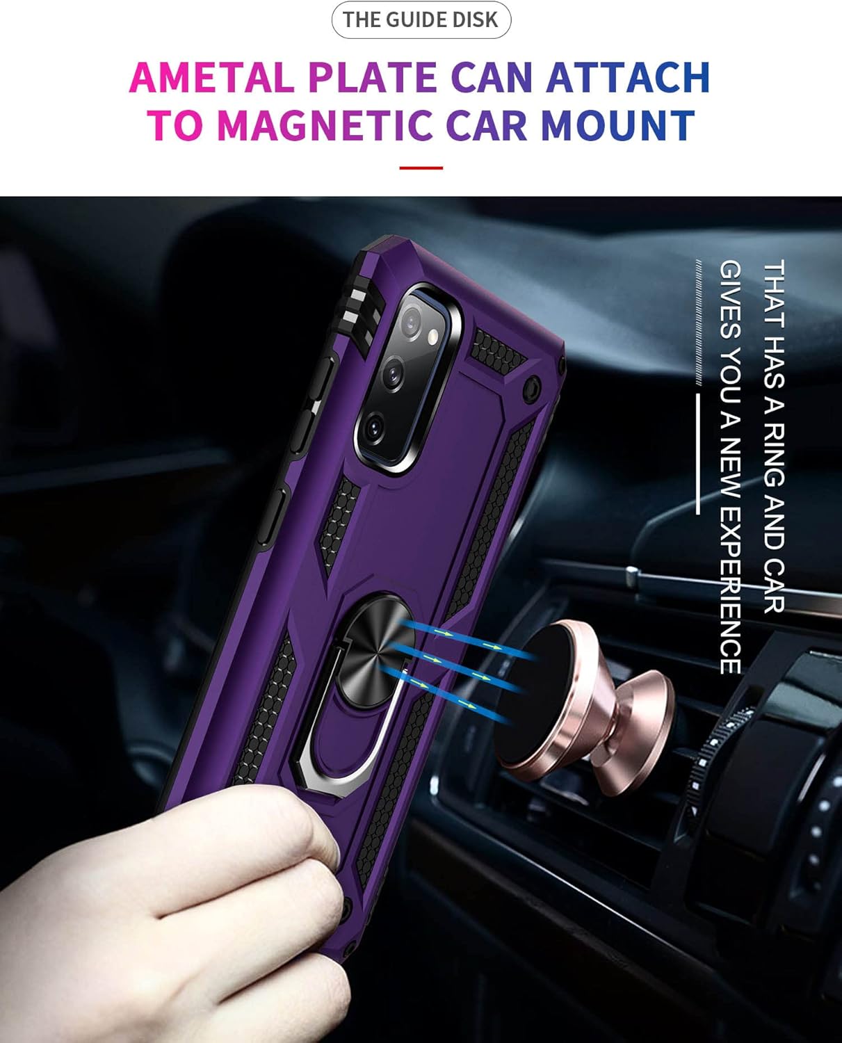 ADDIT S20 Fe Case, Phone Case for Samsung Galaxy S20 Fe Case,with Kickstand Ring,Adjustable Stand,Military Grade,Heavy Duty Protection,Shockproof,Anti-Fingerprint,Support Magnet Car Mount,Purple