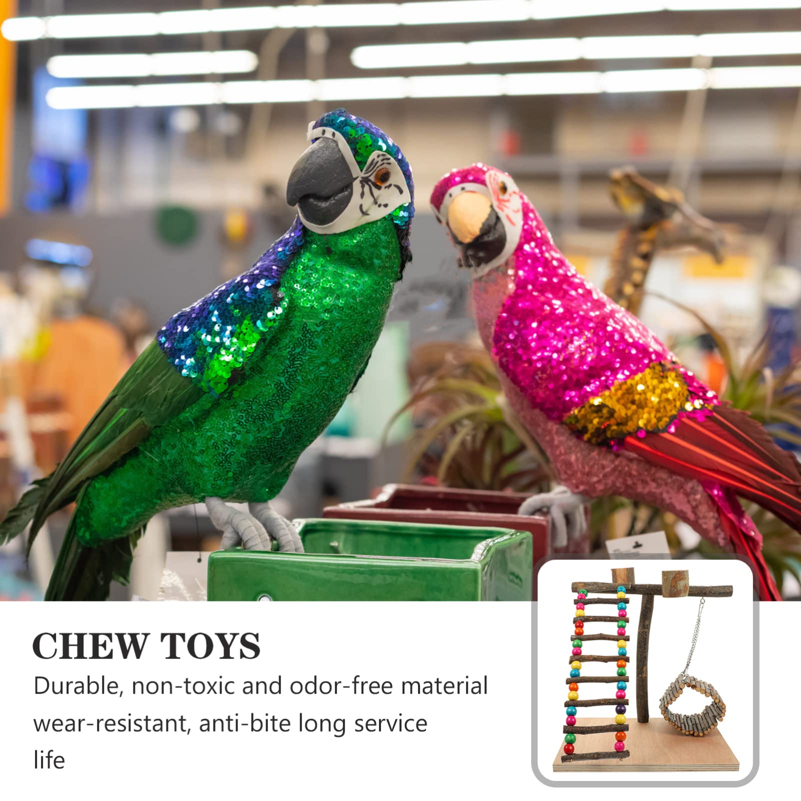 Housoutil de Loros Percha para Loros Soporte Interactivo para Entrenamiento de Aves y Periquitos Zona para Pájaros Jaula de Mesa