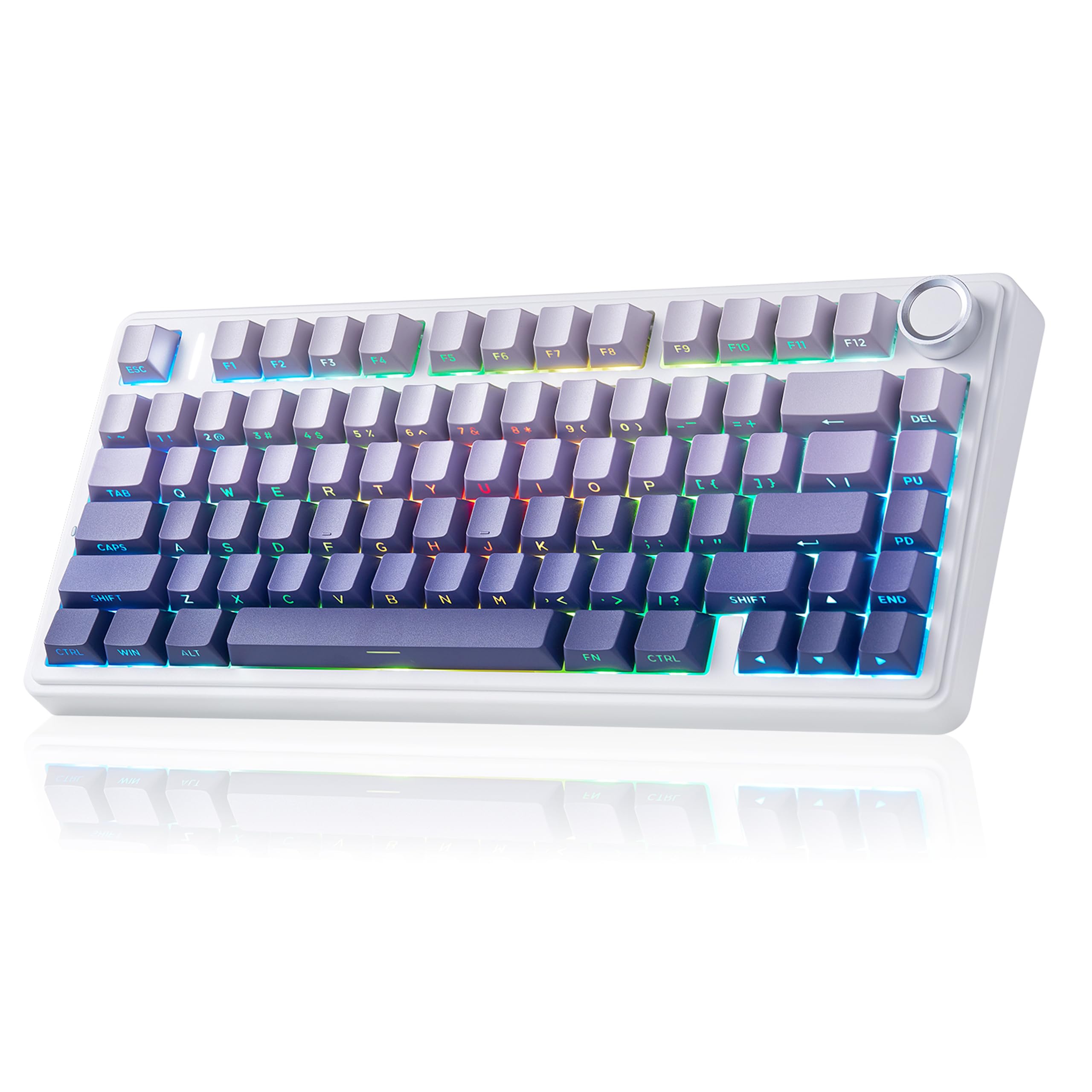 x Aula F75 Pro Wireless Mechanical Keyboard,75% Layout Gasket Hot Swappable Custom Keyboard with Knob,BT5.0/2.4GHz/USB-C,RGB Backlit,Sounding-Reaper Switches,Side Printed PBT Keycaps (Gradient Purple)