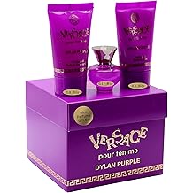 Versace Dylan Purple for Women 3 Piece Set Includes: 0.17 oz Eau de Parfum + 0.8 oz Perfumed Bath Shower Gel + 0.8 oz Perfumed Body Lotion