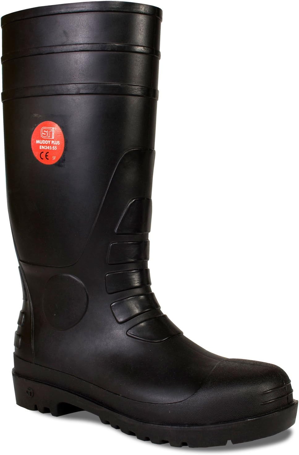 ST Workwear FootwearST Workwear Mens Super Safety Wellington Wellies Steel Toe Cap Penetration Resistant Midsole Anti-Slip Sole Oil Resistant Outsole Hardwearing PVC/Nitrile Comfortable Agricultural Construction