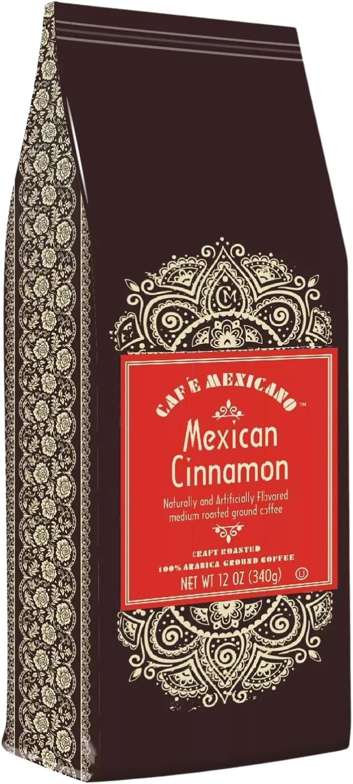 Cafe Mexicano Café Mexicano Coffee, Mexican Cinnamon Flavored, 100% Arabica Craft Roasted Ground Coffee - 12 Ounce