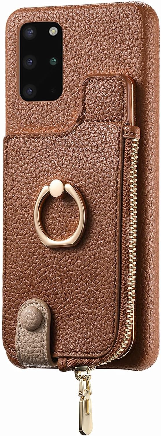 Smartphone Flip Cases for Samsung Galaxy S20 Plus Wallet Case with Card Holders, Premium Leather & PC Back Plate, Kickstand Protection Case(Brown) image 2