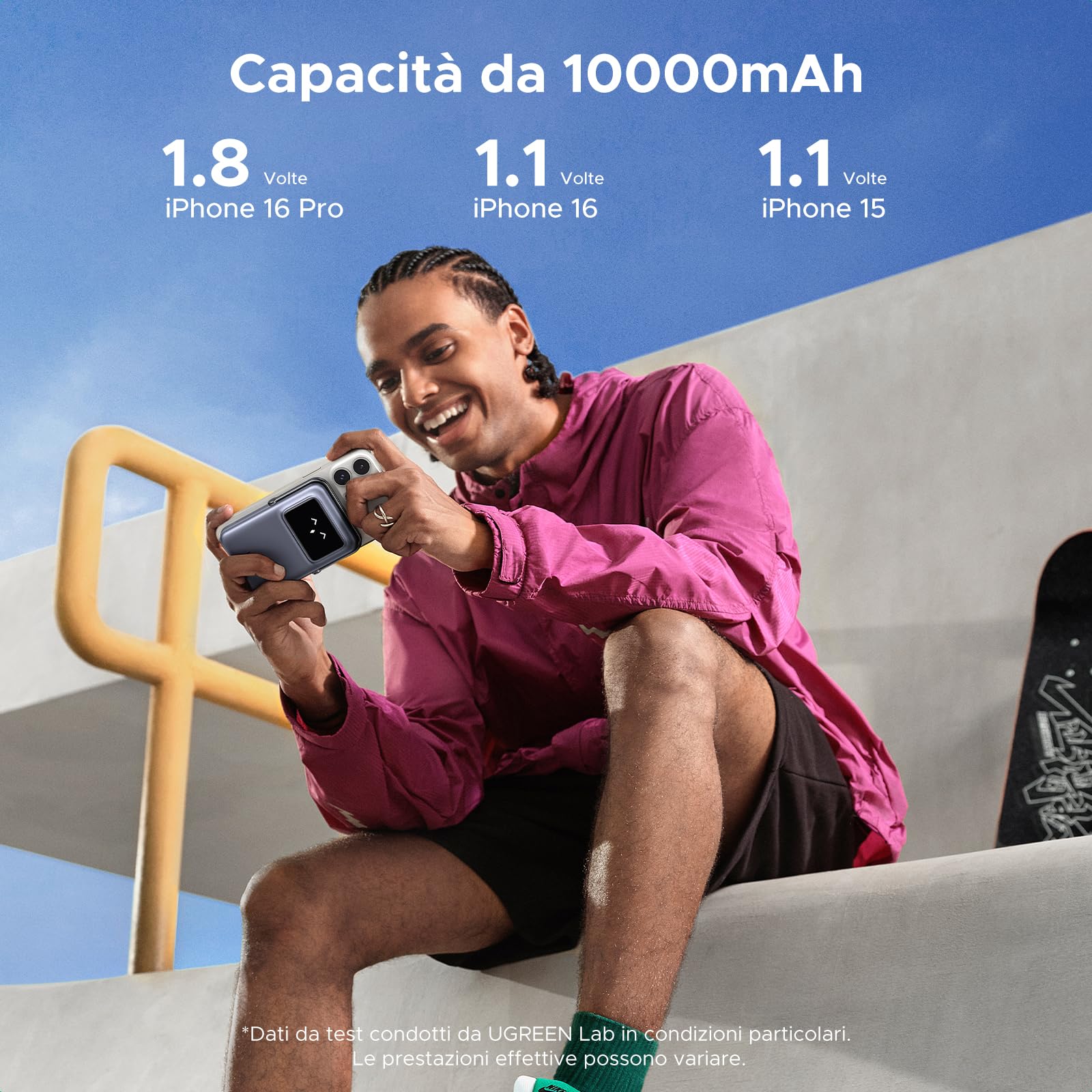 UGREEN Uno Qi2 15W Power Bank Magnetico 10000mAh, Caricatore Portatile PD 20W con Cavo USB C, Power Bank Wireless con Display e Supporto, Compatibile con iPhone 16/15/14/13/12 Mini Plus Pro Max (Nero)