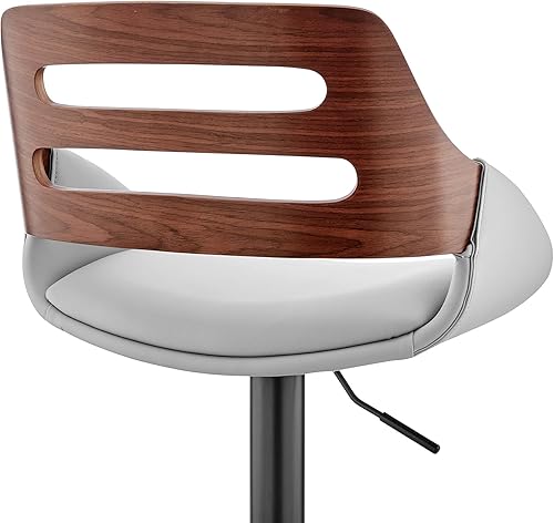 Miniatura 29 de Armen Living Taburete de bar de madera giratorio de mediados de siglo con pedestal moderno con piel sintética para encimera de isla de cocina,