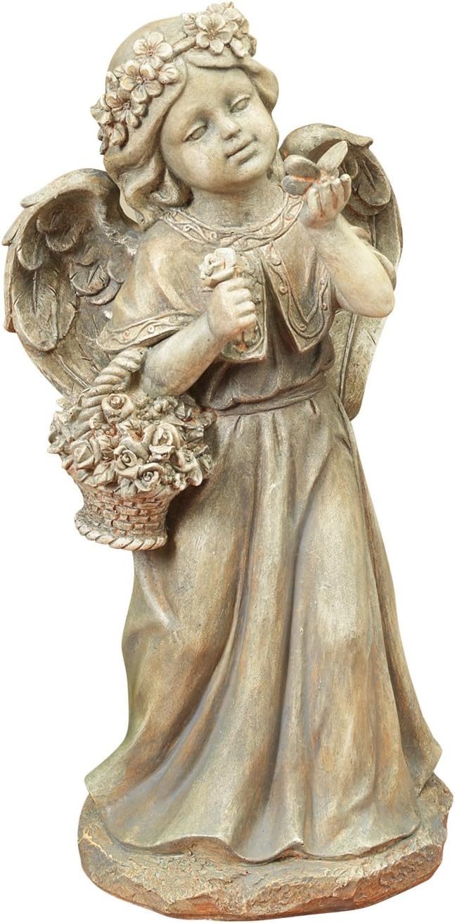 Beautiful Rustic Woodland Angel Figurine Garden Statue - Indoor or Outdoor Decoration (Butterfly)