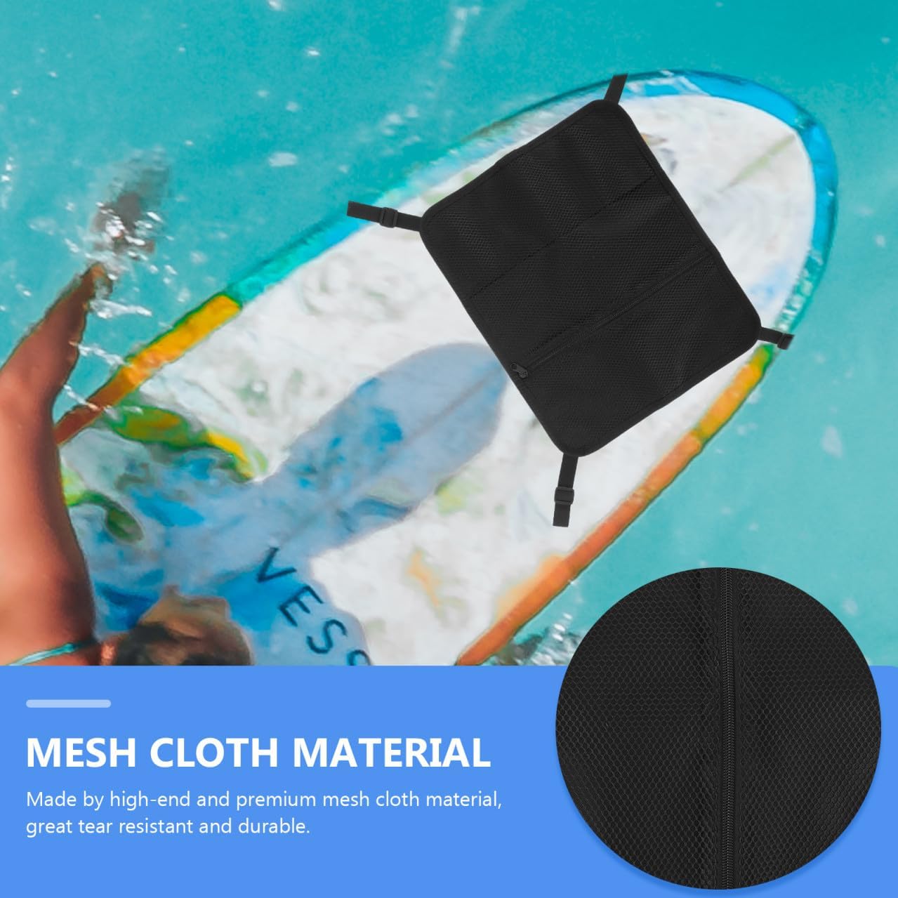 Luxshiny Paddleboard Bag and Mesh Pouch Waterproof Deck Organizer Pouch for Stand-up Paddleboarding, Portable Surfboard Mesh Storage for Water Sports and Kayaking