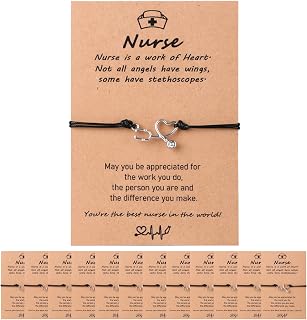 12 Set Nurse Gifts for Women, Nurses Week Gifts Bulk, Adjustable Nurse Bracelets for Her with Appreciation Card, Nursing Graduation Gifts for Medical Assistant