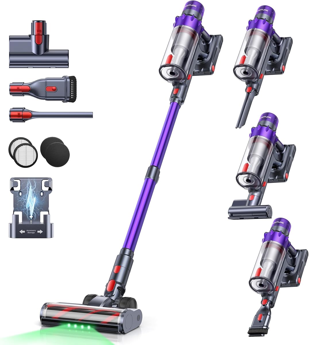 SMOTURE Cordless Vacuum Cleaner, 650W/55KPA 70Min Stick Vacuum, Aroma Function, Self-Stand Vacuum Cleaner with Mattress Brush,Auto Mode, LED Screen, Anti-Tangle Vacuum for Pet Hair/Floor/Carpet/Car