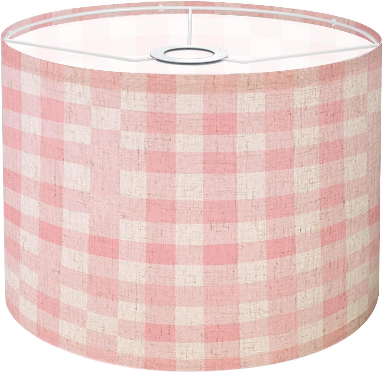 Lamp Shade Pink gingham check seamless pattern Soft romantic checkered Valentine Drum Lampshade for Floor Lamps Table Lamps Pendant Light 8.9"x11" Linen Lampshades Replacement Large Lamp Shade