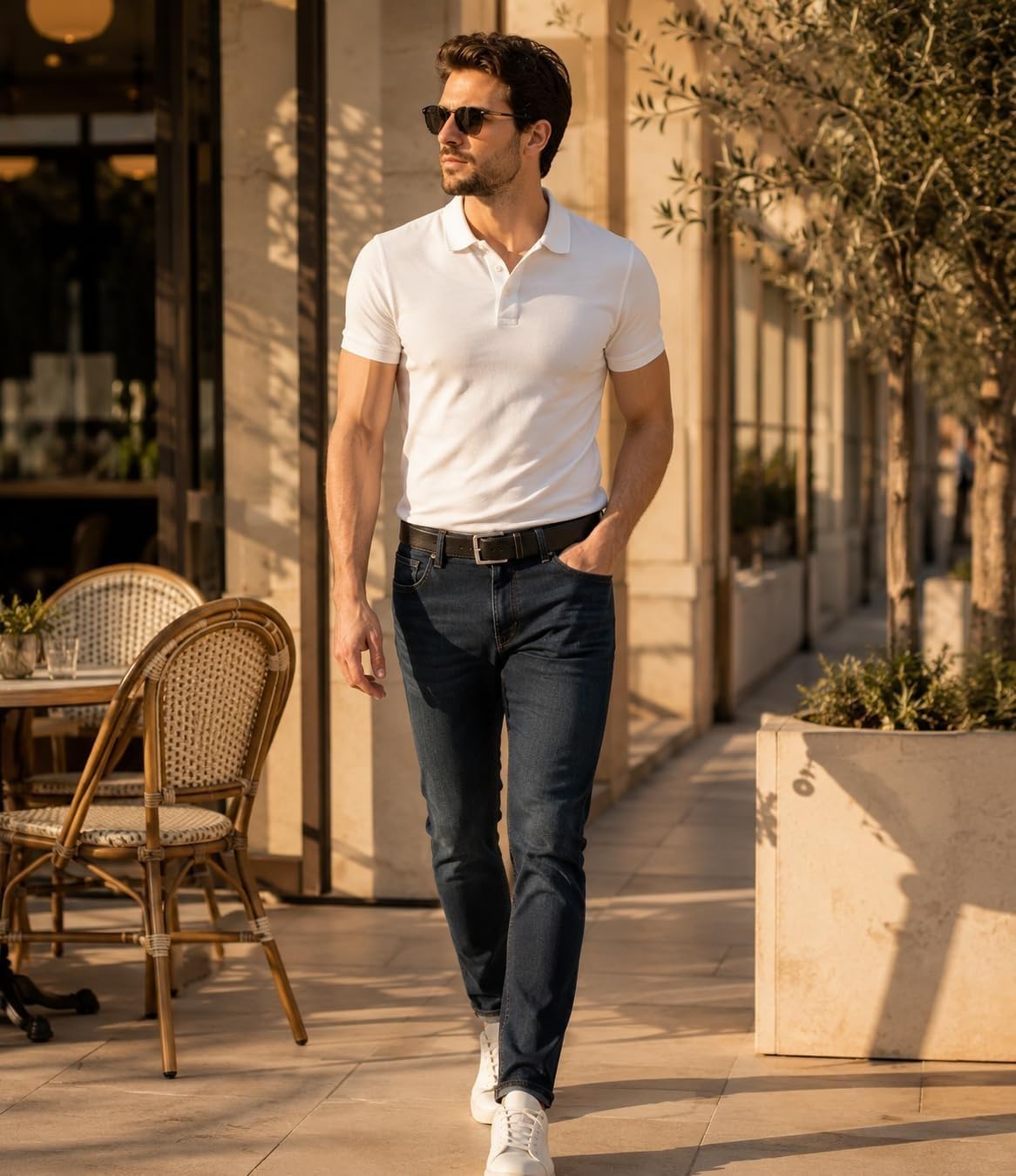 HAMS™ Cinturón de Cuero Genuino para Hombre, Negro con Hebilla