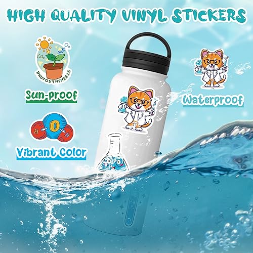 Miniatura 7 de 300 calcomanías de decoración científica para botellas de agua y laboratorio, física, biología, química, regalos de matemáticas