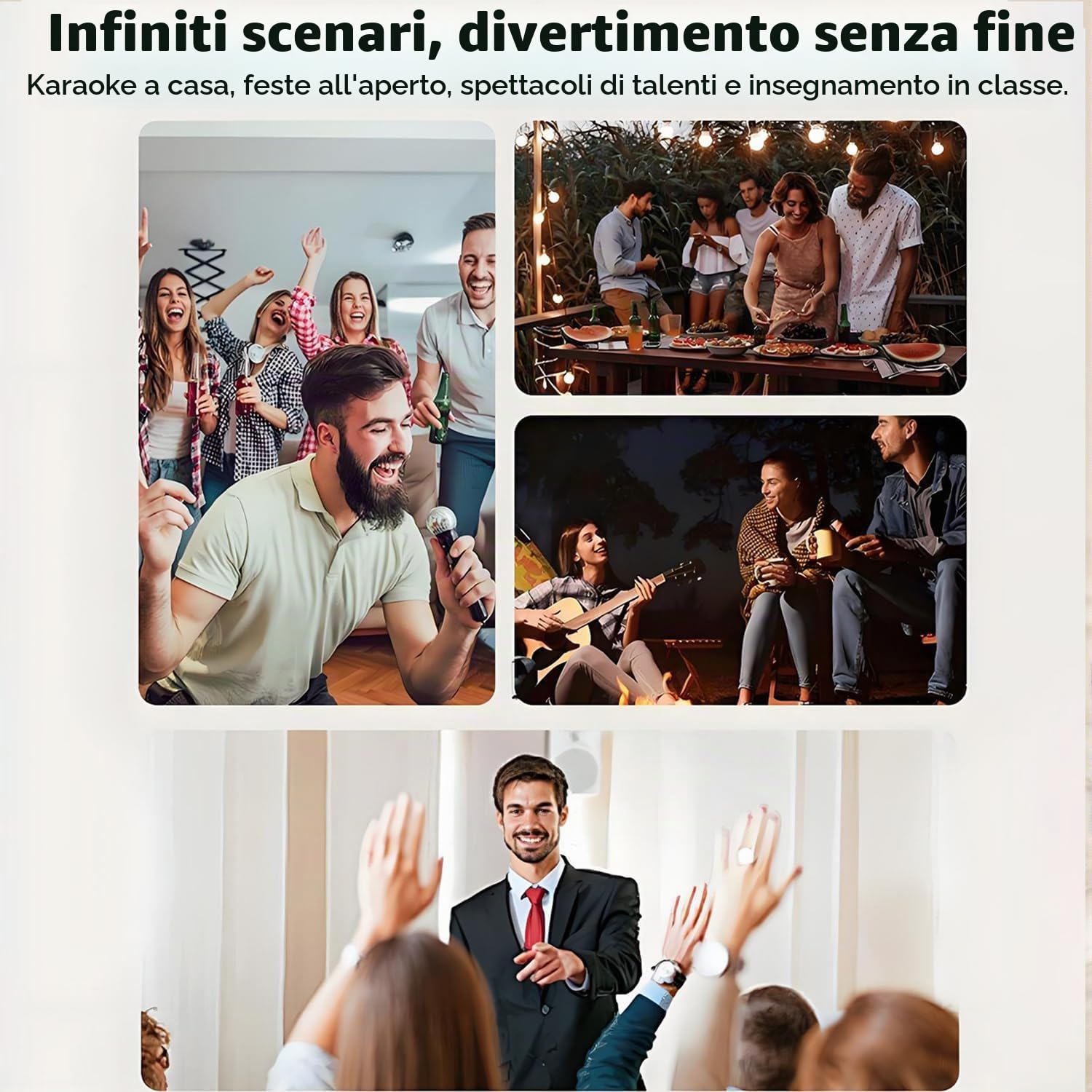 Karaoke con Microfono, Cassa Bluetooth Karaoke Macchina per Bambini, Altoparlante Bluetooth Portatile, Microfoni Wireless Karaoke con Megafono e Luci LED, Partybox per Feste in Interno ed Esterno