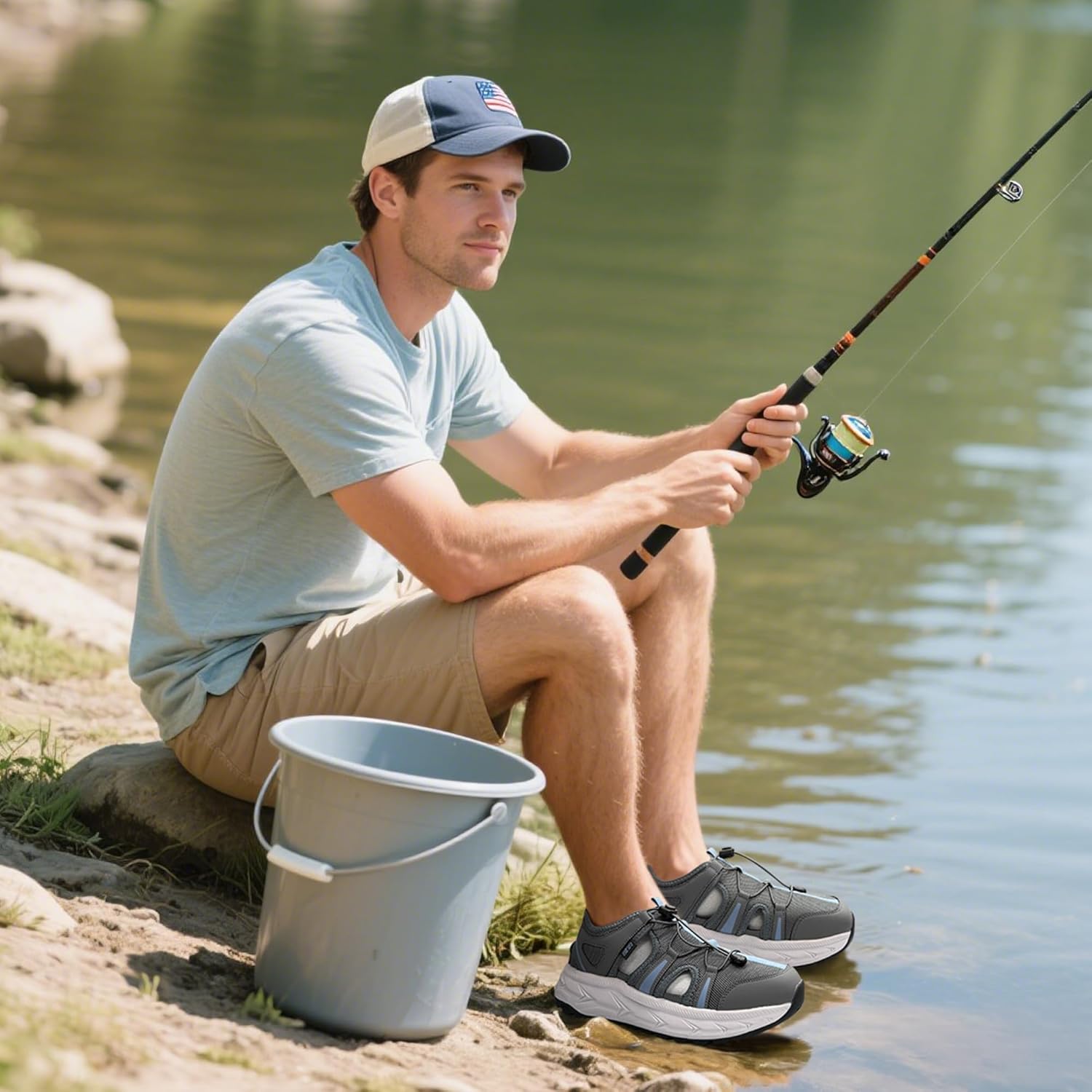 Mens Closed Toe Wide Width Hiking Sandals Summer Walking Water Shoes Comfortable Recovery Fisherman Sport Sandals 10.5 Wide Greyblue image 6 of 6 B0F1ZWG72F