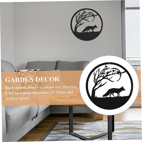 Miniatura 5 de Gatuida 4 Pcs Pendant Hanging Iron Cat Statue Fox Wall Sculpture Metal Artwork Iron Tree Wall Decor Iron Cat Wall Outdoor Metal Wall Art House