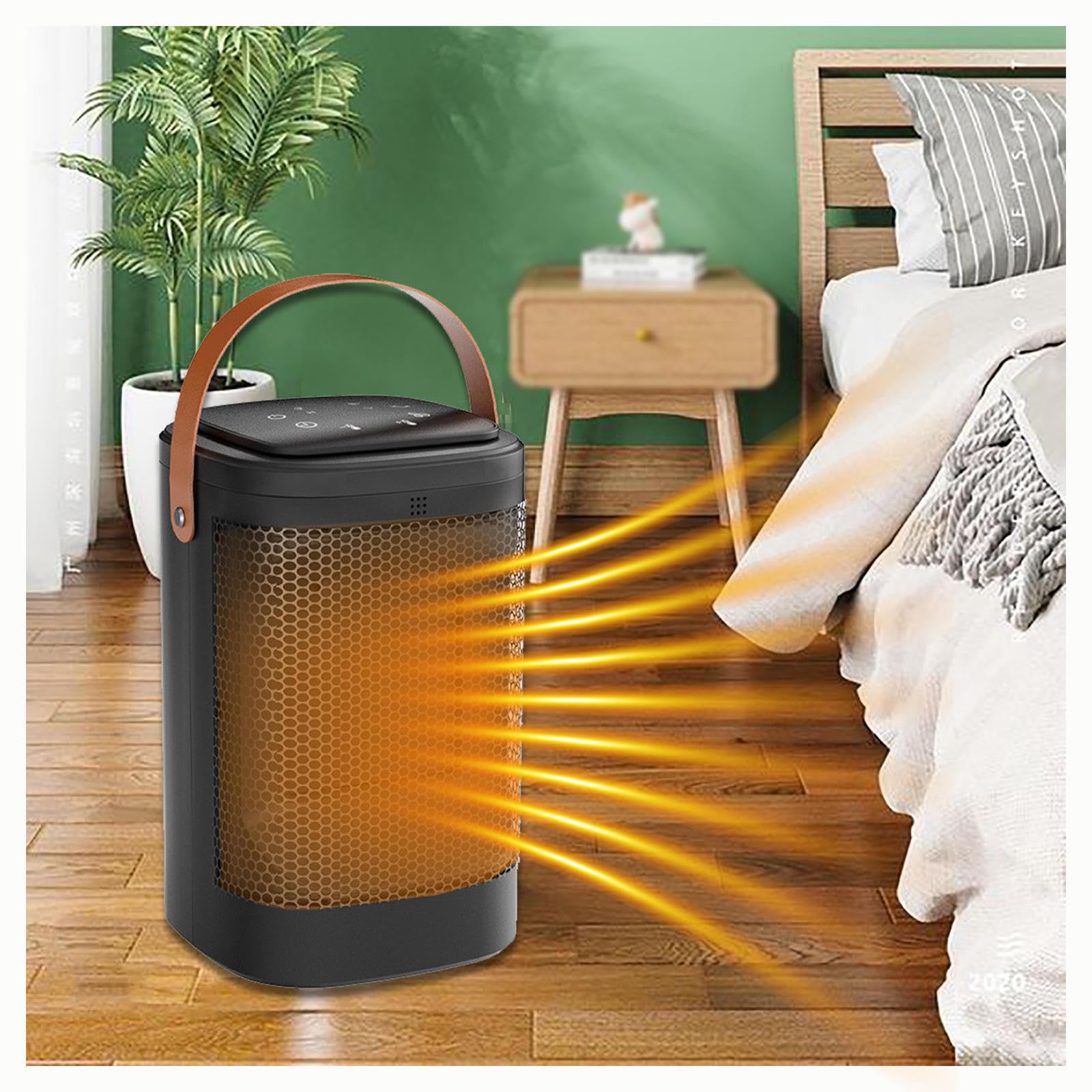 HAZARA Scaldino Elettrico, Stufetta Elettrica Termostato Ceramico PTC 750/1500w con Timer,Termostato, Termoventilatore da Bagno per Casa Ufficio